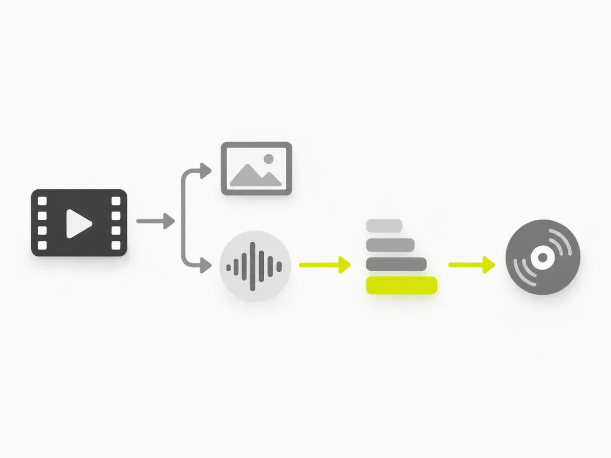 Illustration: extract the audio track from a video and download it as an MP3