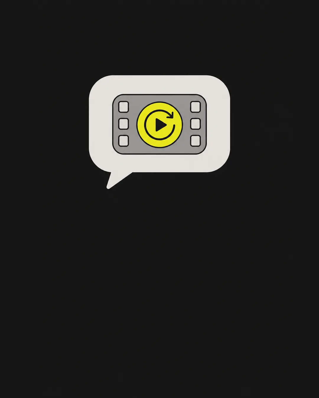 Illustration: a looping video clip inside a chat message bubble — a GIF ready to drop into a conversation